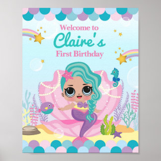 Mermaid First Birthday ポスター