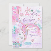 Mermaid First Birthday Invitation 招待状 (正面)
