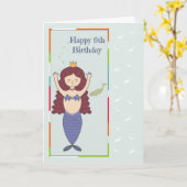 Mermaid & Fishとの6誕生日のカード カード (黄色い花)