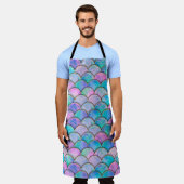 Mermaid fish scale wave japanese seamless pattern. エプロン (着用した状態)