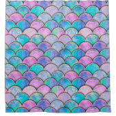 Mermaid fish scale wave japanese seamless pattern. シャワーカーテン (正面)
