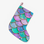 Mermaid fish scale wave japanese seamless pattern. スモールクリスマスストッキング (正面 (吊り時))