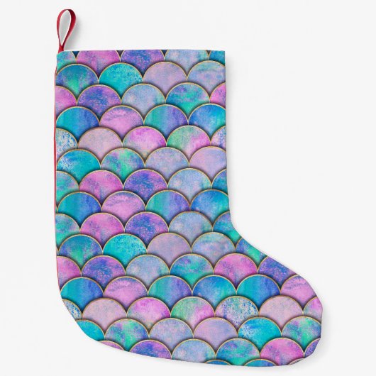 Mermaid fish scale wave japanese seamless pattern. スモールクリスマスストッキング (正面)