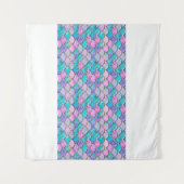 Mermaid fish scale wave japanese seamless pattern. タペストリー (正面(横))
