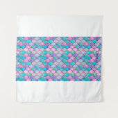 Mermaid fish scale wave japanese seamless pattern. タペストリー (正面)