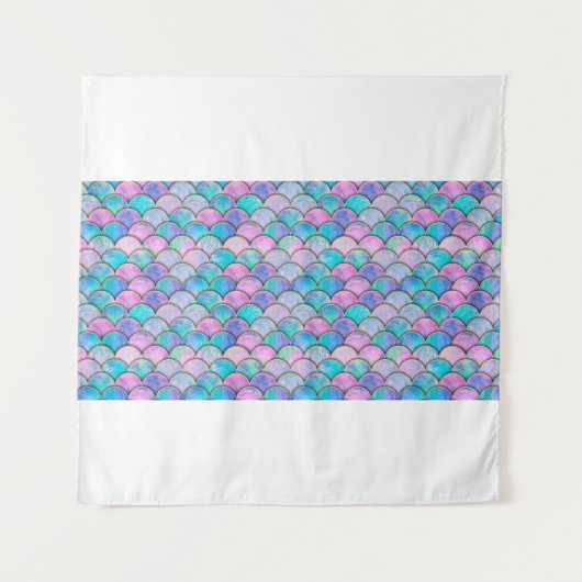 Mermaid fish scale wave japanese seamless pattern. タペストリー (正面)