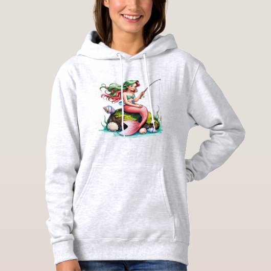 Mermaid Fishing Art – Women’s Hoodie パーカ (正面)