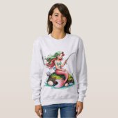Mermaid Fishing Art – Women’s Sweatshirt スウェットシャツ (正面フル)