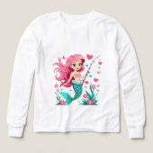 Mermaid Fishing Fun – Kids’ Long Sleeve Tee (デザイン正面)