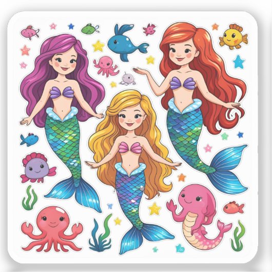 Mermaid Friends Personalized Fun set  シール (正面)