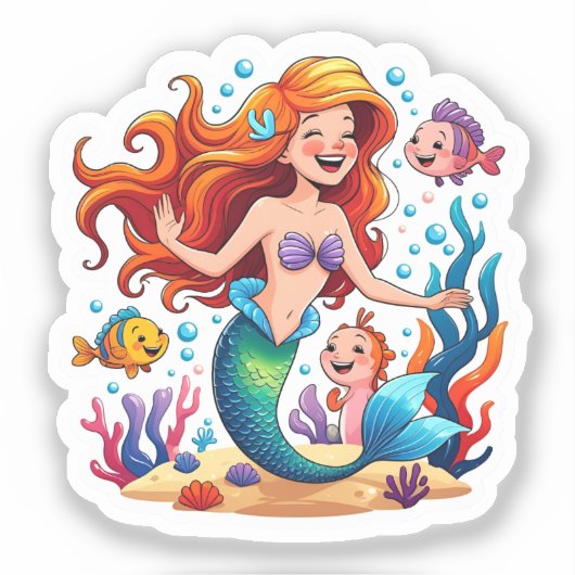 Mermaid Friends Personalized Fun set  Sticker シール (正面)
