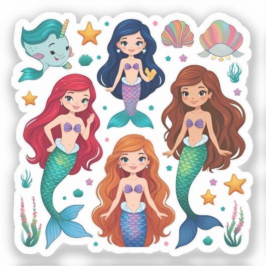 Mermaid Friends Personalized Fun set  Sticker シール (正面)