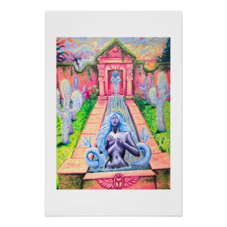 Mermaid garden by Nefertara art poster ポスター