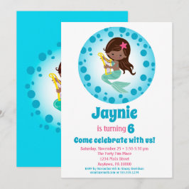 Mermaid Girl – アフリカ系アメリカ人バースデーパーティー 招待状