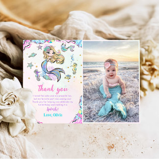 Mermaid Girl Birthday Partyの写真 サンキューカード