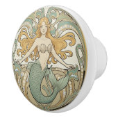 Mermaid Green Cream & Gold Art Nouveau Ocean Sea セラミックノブ (右)