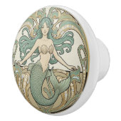 Mermaid Green Cream & Gold Art Nouveau Ocean Sea セラミックノブ (右)