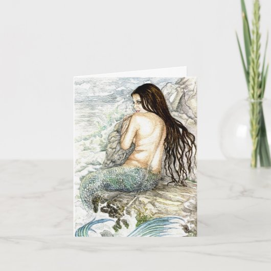 Mermaid Greeting Card – 水彩ファンタジーアート シーズンカード (正面)