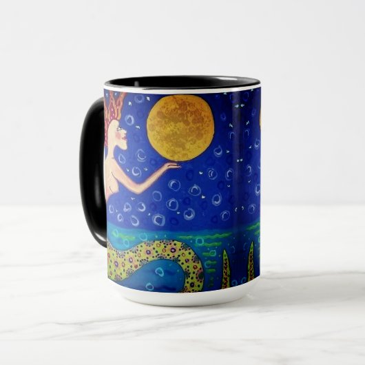 Mermaid Holding Moon Mug マグカップ (正面左)