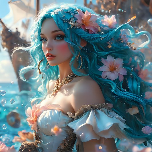 Mermaid Icy Blue - Pirates Cove decoupage  薄葉紙