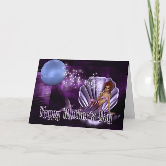 Mermaid in Clam Shell -ファンタジーマザーズデイカード カード (正面)