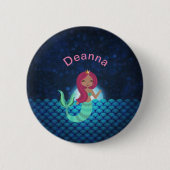 Mermaid in GreenとBlue in Moonlit海 缶バッジ (正面)