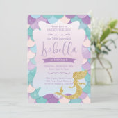 Mermaid Invitation for Birthday Party Gold Glitter 招待状 (スタンド正面)