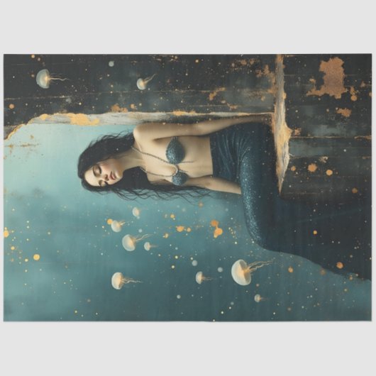 Mermaid Jellyfish Ocean Fantasy Poster 薄葉紙 (正面)