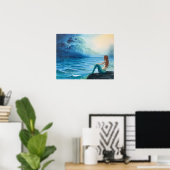 Mermaid Keeping Watch Over Ship at Stormy Sea ポスター (ホームオフィス)