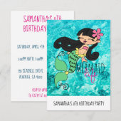 Mermaid Life B標準の白い封筒を含む 招待状 (正面/裏面)