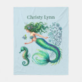 Mermaid lovers add name  フリースブランケット (正面)