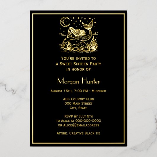 Mermaid Lying on Rock Stars Moon Sweet Sixteen 箔シーズンカード (正面)