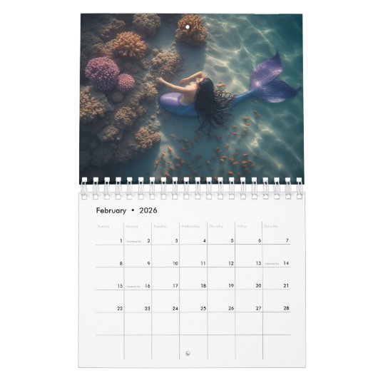 Mermaid Magic Calendar 2026 カレンダー (2月 2026)