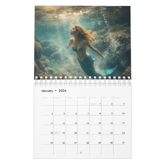 Mermaid Magic Calendar 2026 カレンダー (1月 2026)