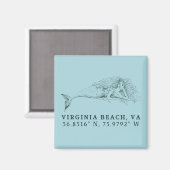 Mermaid Magnet – バージニアビーチの座標 マグネット (正面/裏面)