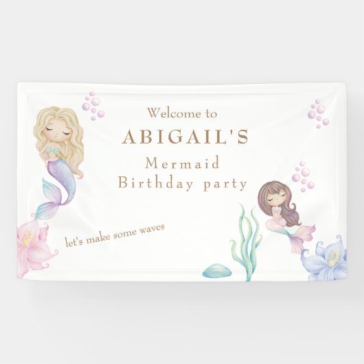 Mermaid Make Waves誕生日パーティーへようこそ 横断幕 (横)