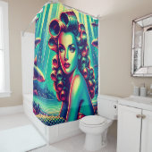 「Mermaid Marina: 1940年のPin-Up Mermaidチャーム」 シャワーカーテン (インサイチュ)