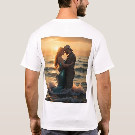 Mermaid_meets_man_in_beautiful_海 Tシャツ (裏面)