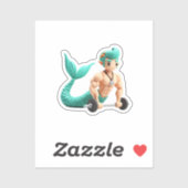 mermaid men doing musculation modeling clay シール (シート)