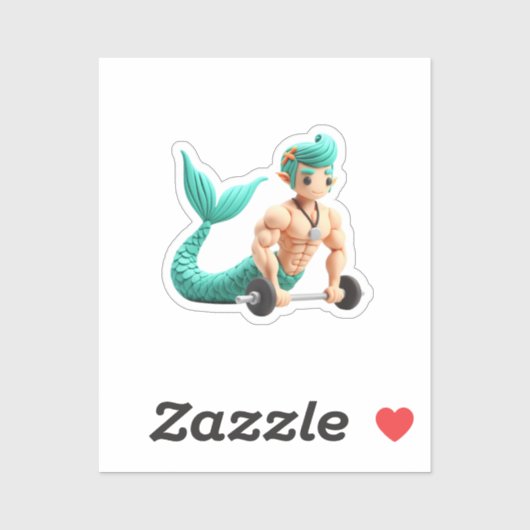 mermaid men doing musculation modeling clay シール (シート)