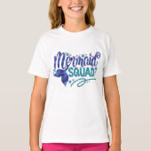 Mermaid - "Mermaid Squad" -ティール（緑がかった色）フェイクグリッター Tシャツ (正面)