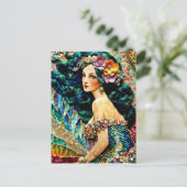 Mermaid mixed media Collage ポストカード (スタンド正面)