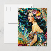 Mermaid mixed media Collage ポストカード (正面/裏面)