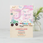Mermaid & Monster Truck Birthday Invitation 招待状 (スタンド正面)