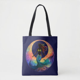 Mermaid Moon Goddess Silhouette | Deep Sea Beach トートバッグ