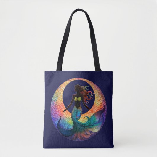 Mermaid Moon Goddess Silhouette | Deep Sea Beach トートバッグ (正面)