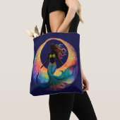 Mermaid Moon Goddess Silhouette | Deep Sea Beach トートバッグ (クローズアップ)