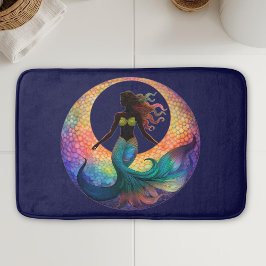 Mermaid Moon Goddess Silhouette | Deep Sea Coastal バスマット