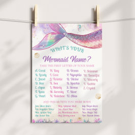Mermaid Name Game Pastel Ocean Girl ポスター
