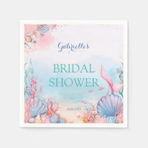 Mermaid Ocean Watercolor Dreamy Pink Bridal Shower